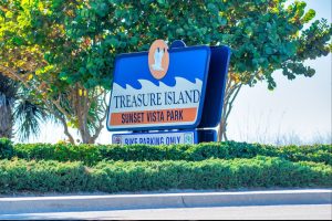A Treasure Island beach sign.
