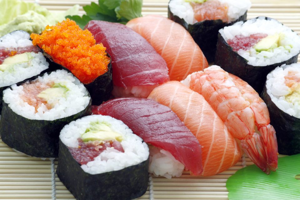 A plate of sushi.